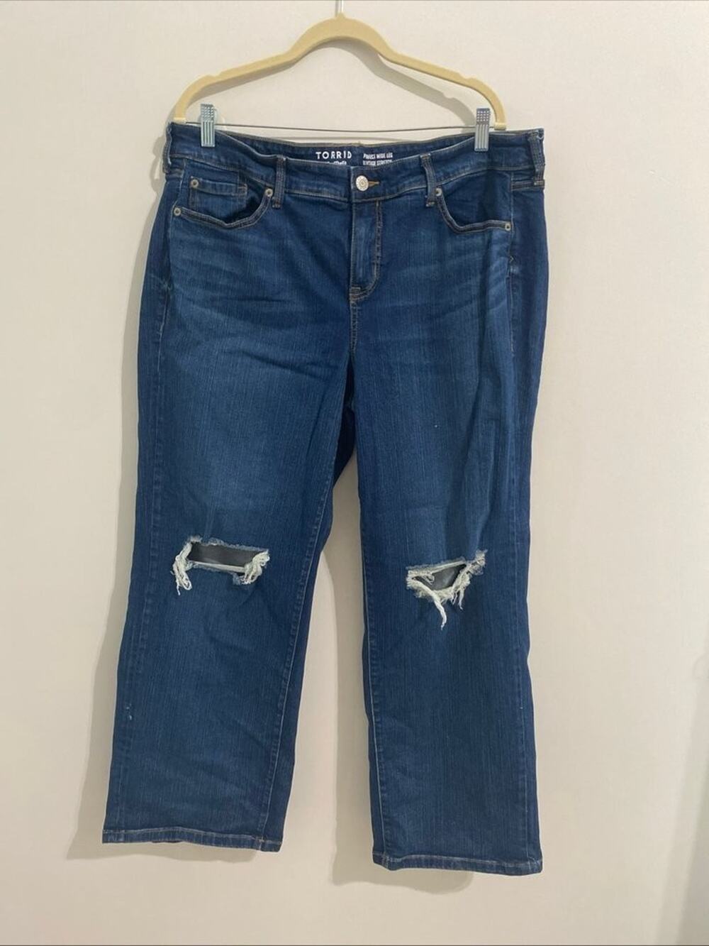 Torrid Perfect Wide Leg Vintage Stretch Distressed Jeans